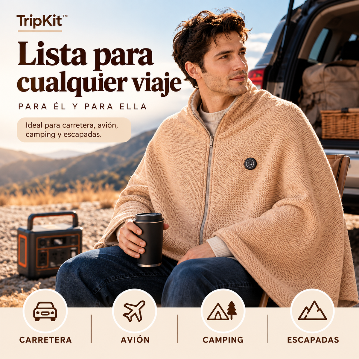 Manta Calefactable de Viaje